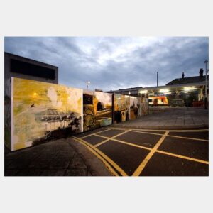 Installation of Weymouth/Portland hoardings at Weymouth Railway Station during Olympic Sailing Events 2012.