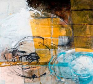 Rear View Mirror 4, Road Trip Series oil, charcoal and conte on canvas 152 x 168 cm