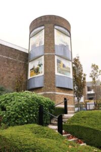 Dorset County Hospital Installation of hoardings from Weymouth/Portland Olympic Commission installed on entrance at tower DCH.